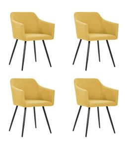 Eetkamerstoelen 4 st stof geel