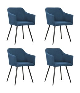 Eetkamerstoelen 4 st stof blauw