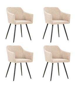 Eetkamerstoelen 4 st stof crème