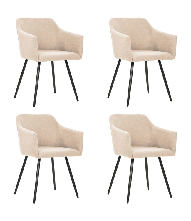 Eetkamerstoelen 4 st stof crème