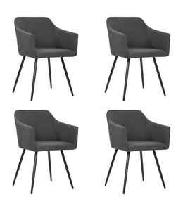 Eetkamerstoelen 4 st stof donkergrijs