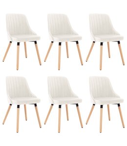 Eetkamerstoelen 6 st fluweel crème