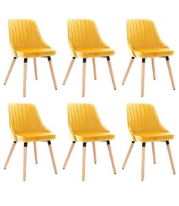 Eetkamerstoelen 6 st fluweel geel