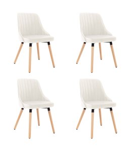 Eetkamerstoelen 4 st fluweel crème
