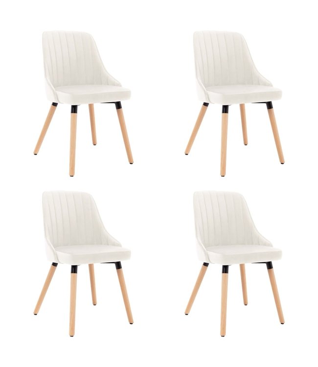 Eetkamerstoelen 4 st fluweel crème