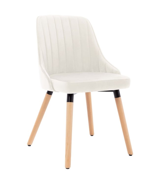 Eetkamerstoelen 4 st fluweel crème