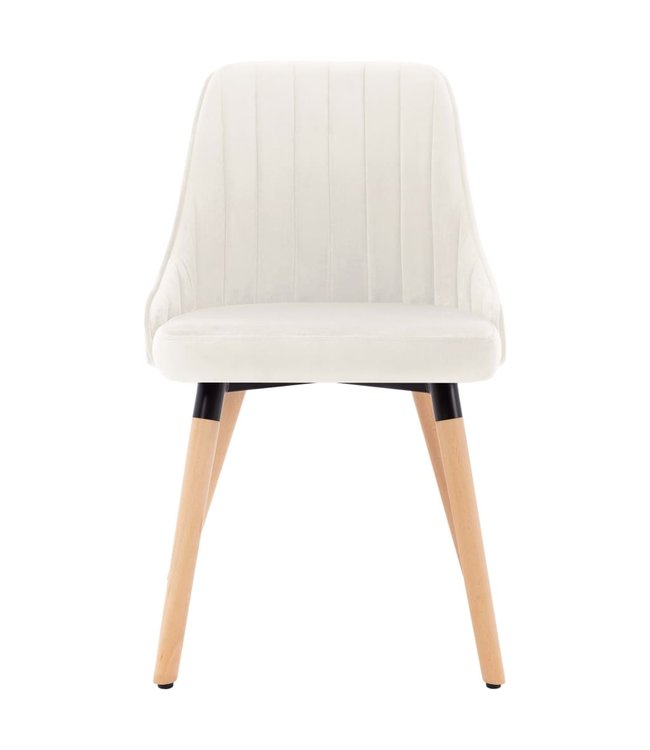 Eetkamerstoelen 4 st fluweel crème