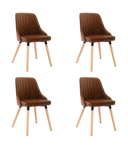 Eetkamerstoelen 4 st fluweel bruin