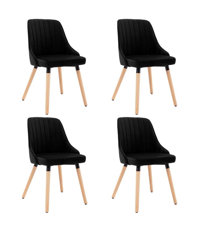 Eetkamerstoelen 4 st fluweel zwart