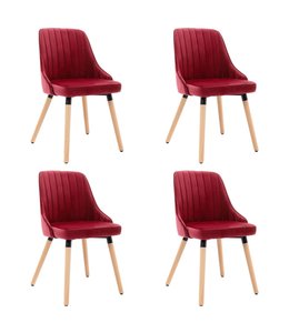 Eetkamerstoelen 4 st fluweel wijnrood