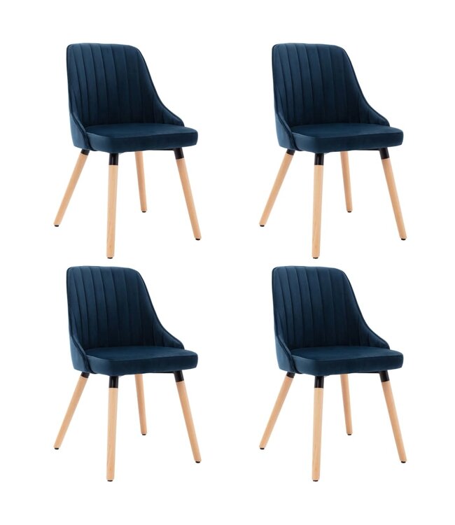 Eetkamerstoelen 4 st fluweel blauw