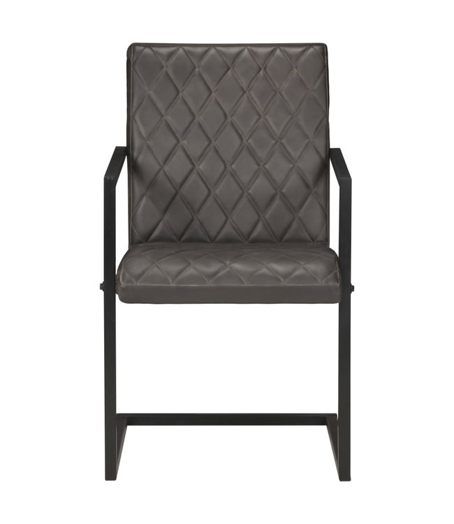 Eetkamerstoelen 4 st echt leer grijs