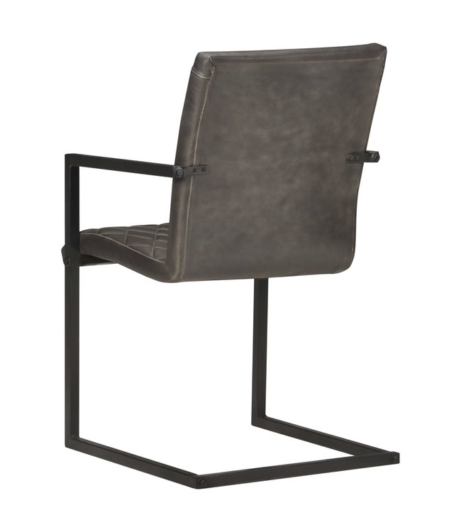 Eetkamerstoelen 4 st echt leer grijs