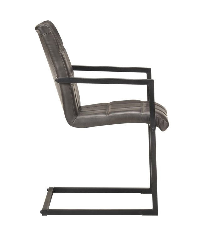 Eetkamerstoelen 6 st echt leer grijs