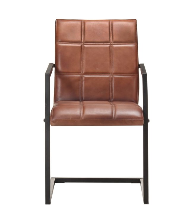 Eetkamerstoelen 6 st echt leer bruin