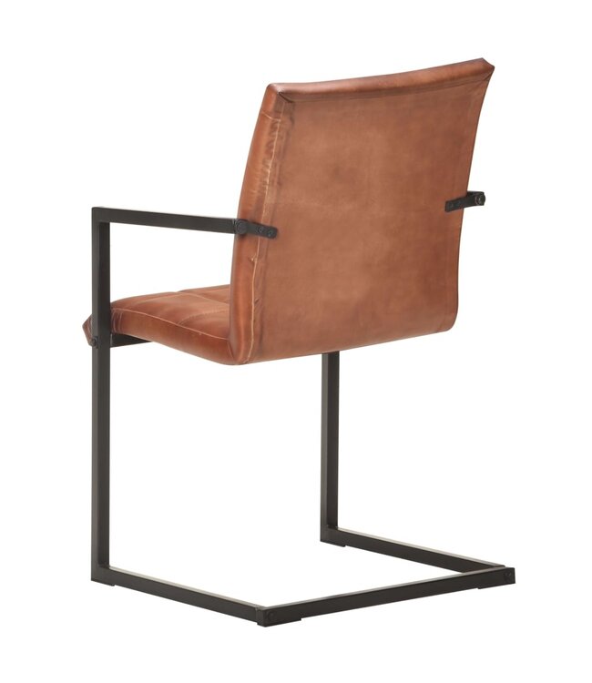 Eetkamerstoelen 6 st echt leer bruin