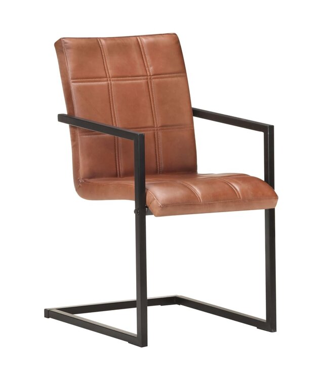 Eetkamerstoelen 4 st echt leer bruin