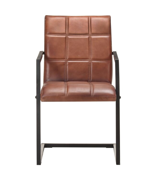 Eetkamerstoelen 4 st echt leer bruin