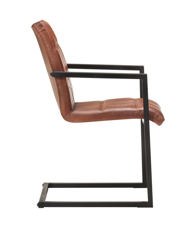 Eetkamerstoelen 4 st echt leer bruin