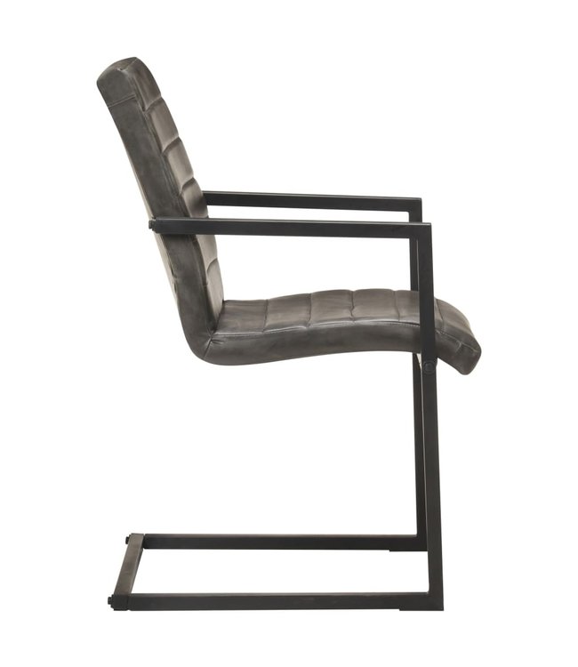 Eetkamerstoelen 6 st echt leer grijs