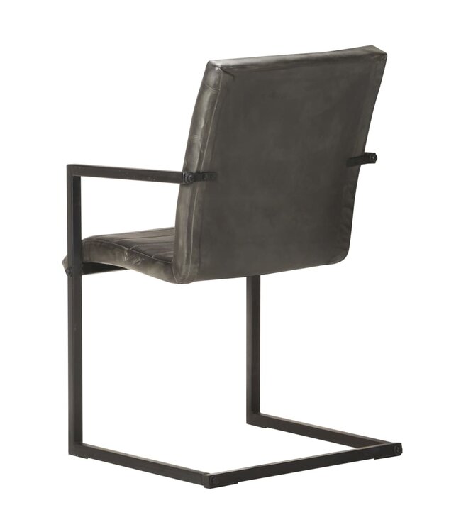 Eetkamerstoelen 6 st echt leer grijs