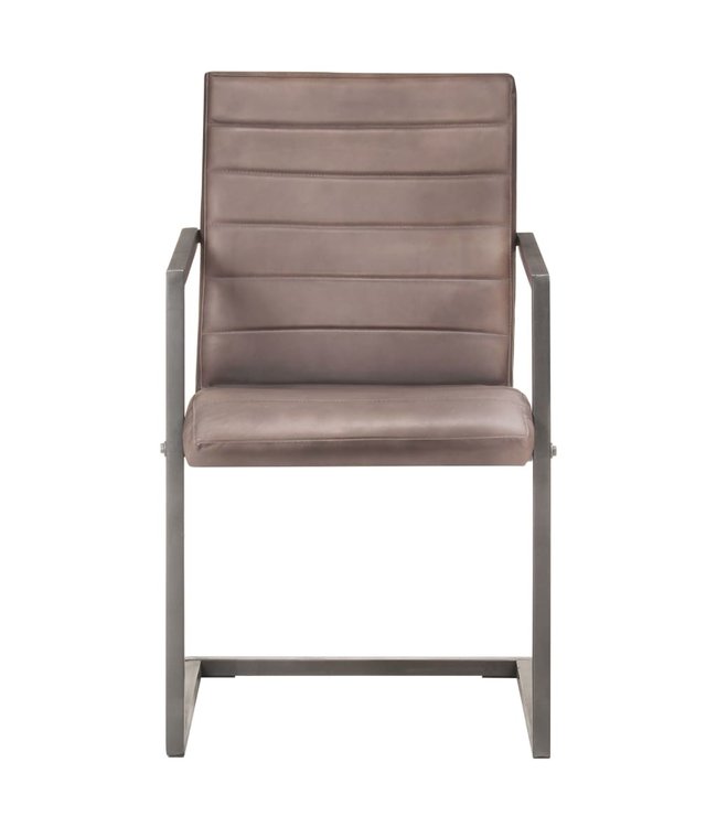 Eetkamerstoelen 4 st echt leer bruin