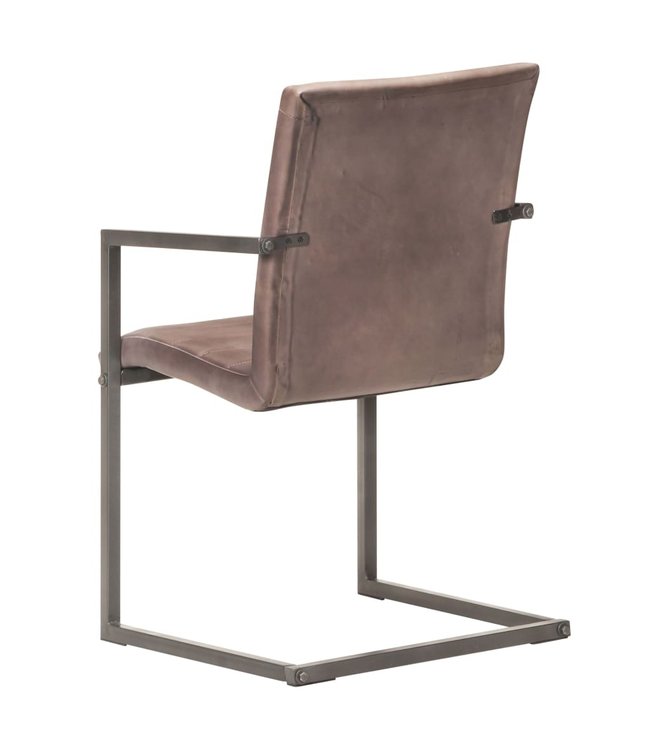 Eetkamerstoelen 4 st echt leer bruin