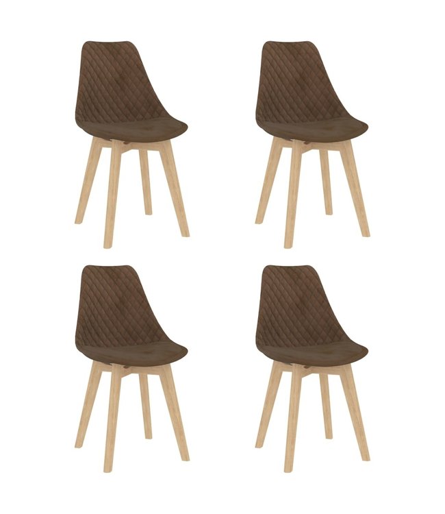 Eetkamerstoelen 4 st fluweel bruin