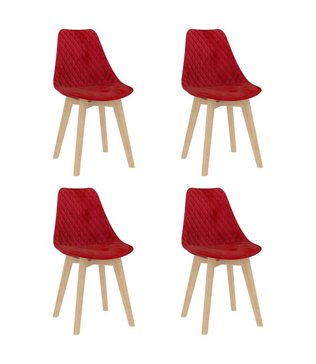 Eetkamerstoelen 4 st fluweel rood