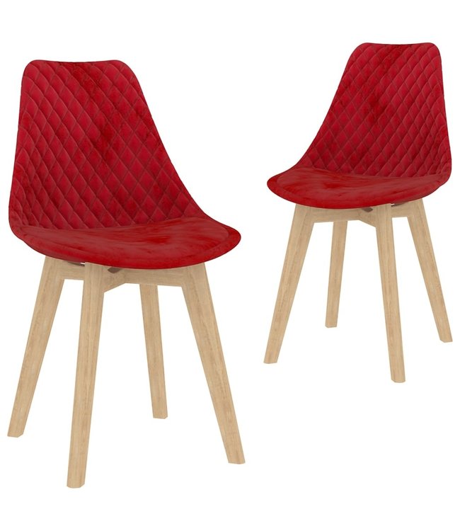 Eetkamerstoelen 2 st fluweel rood