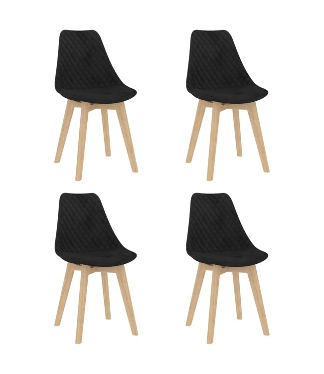 Eetkamerstoelen 4 st fluweel zwart