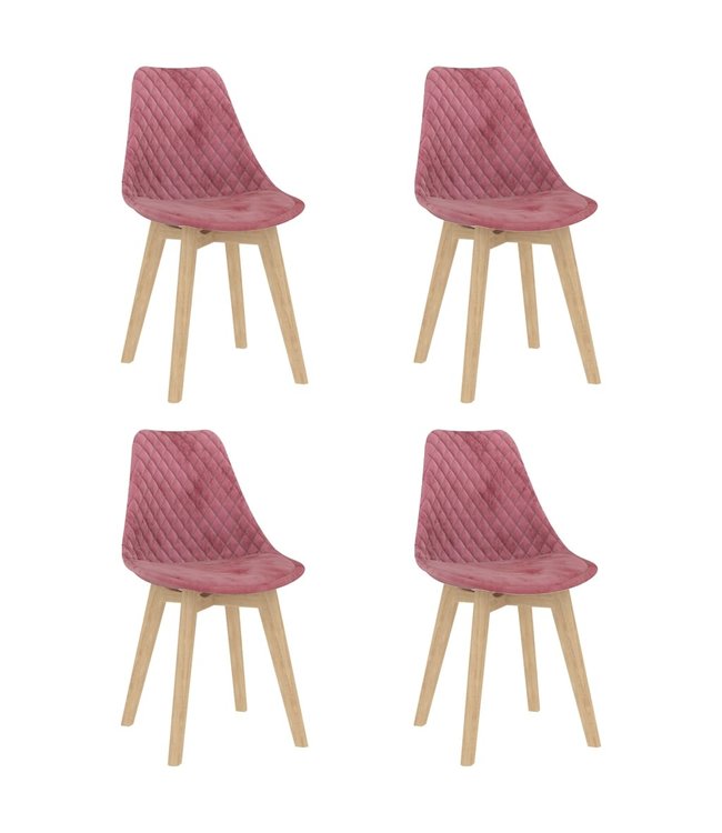 Eetkamerstoelen 4 st fluweel roze