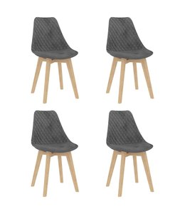 Eetkamerstoelen 4 st fluweel grijs