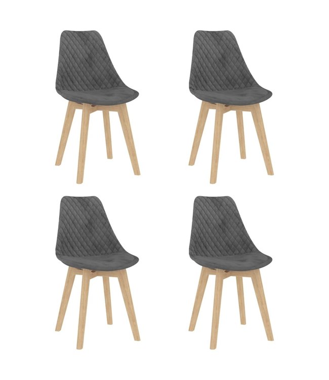 Eetkamerstoelen 4 st fluweel grijs