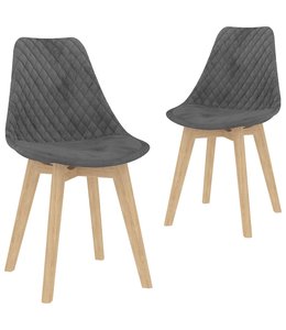 Eetkamerstoelen 2 st fluweel grijs