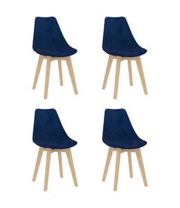 Eetkamerstoelen 4 st fluweel blauw