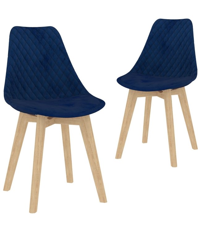 Eetkamerstoelen 2 st fluweel blauw