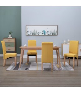 Eetkamerstoelen 4 st stof geel