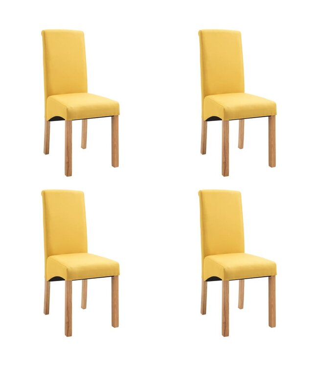 Eetkamerstoelen 4 st stof geel