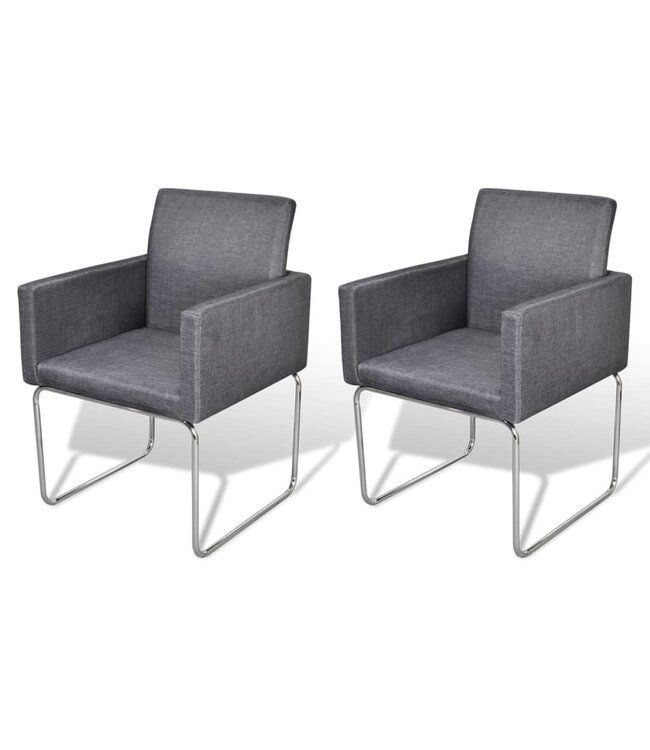 Eetkamerstoelen 2 st stof donkergrijs