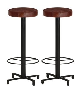 Barkrukken 2 st 76 cm echt leer