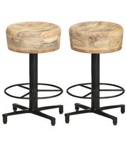 Barkrukken 2 st 52 cm massief mangohout