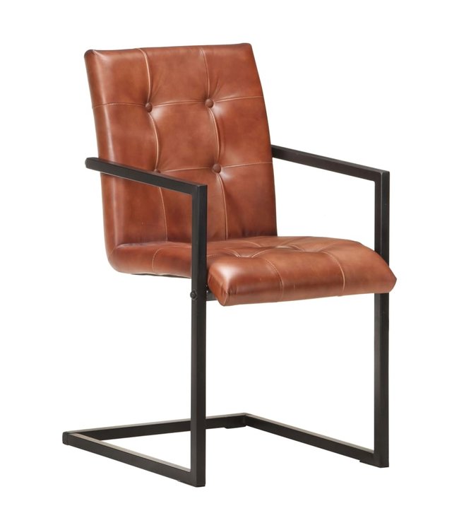 Eetkamerstoelen 2 st echt leer bruin