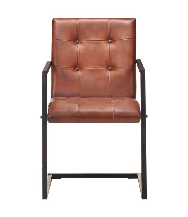 Eetkamerstoelen 2 st echt leer bruin