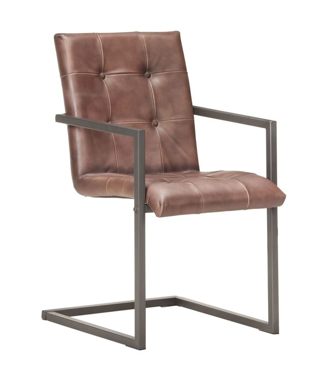 Eetkamerstoelen 2 st echt leer verweerd bruin