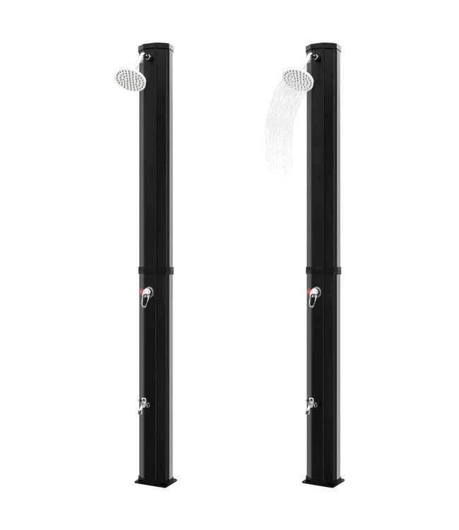 Buitendouche solar met douchekop en kraan 35 L zwart