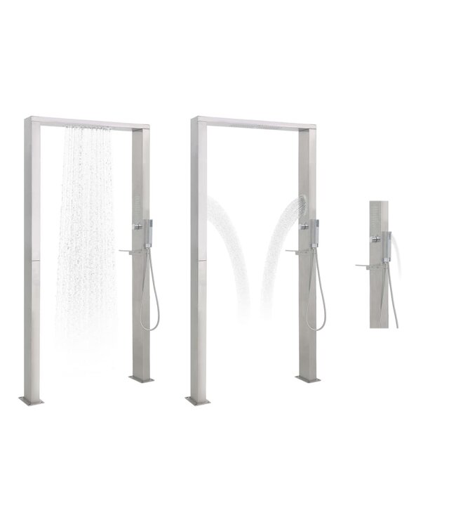 Buitendouche met dubbele jets roestvrij staal