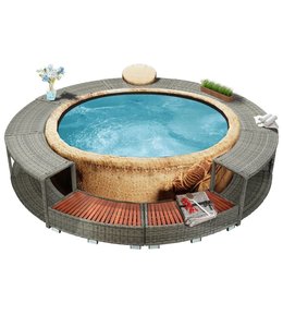 Spa-ombouw poly rattan grijs