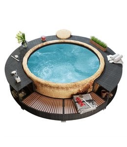 Spa-omranding poly rattan zwart