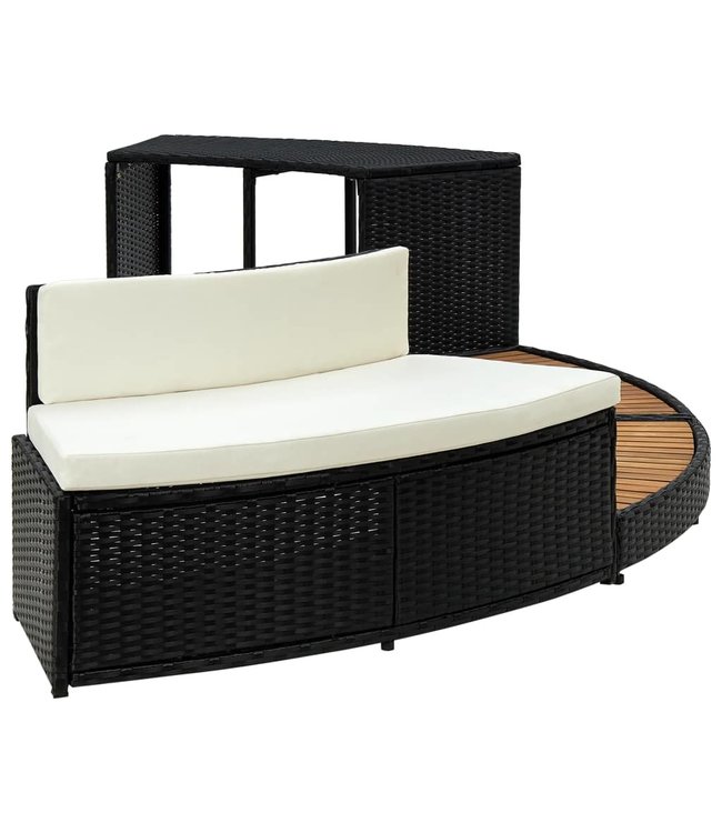 Spa-ombouw poly rattan en acaciahout zwart